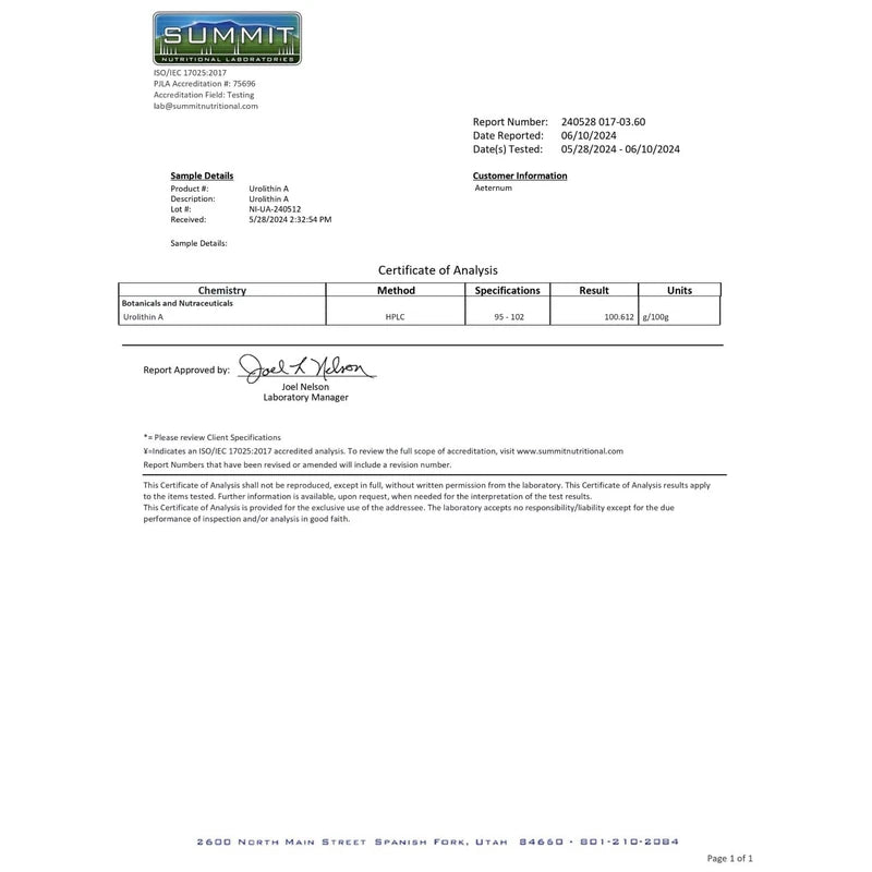 aeternum Urolithin A UA 30g Powder
