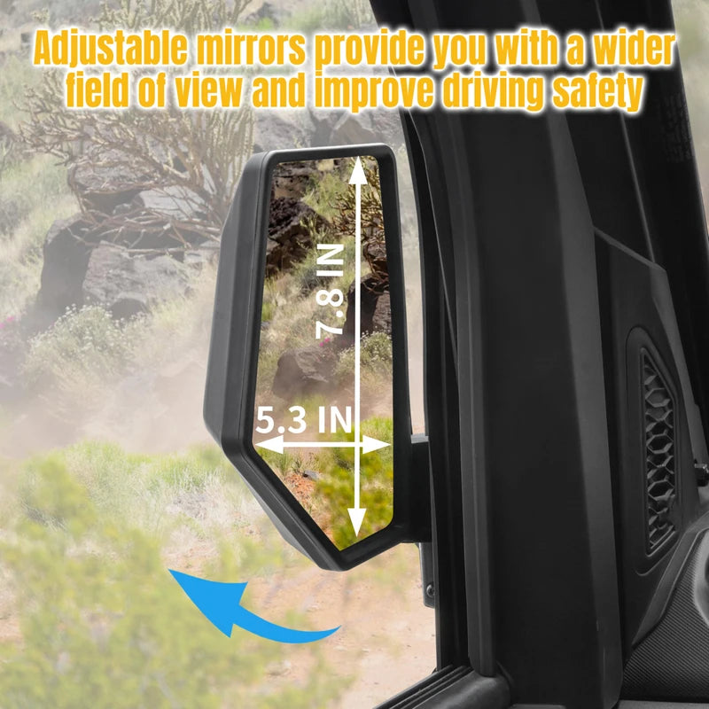 SLORIMOD Door-Mounted Side Mirrors for Ranger XD 1500 24-25, Adjustable Folding Side Rearview Mirrors for Polaris Ranger XD 1500/Crew XD 1500 2024 2025 Accessories, 2PCS, Replace# 2889862