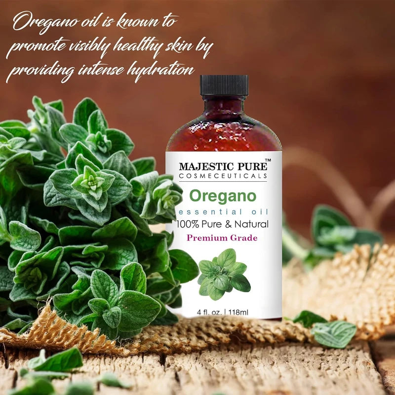 Majestic Pure MAJESTIC PURE Oregano Essential Oil | 100% Pure and Natural Oregano Oil | Premium Grade Essential Oils for Hair Care, Home Diffusers, Skin, Aromatherapy, Massage and Humidifiers | 118 ml