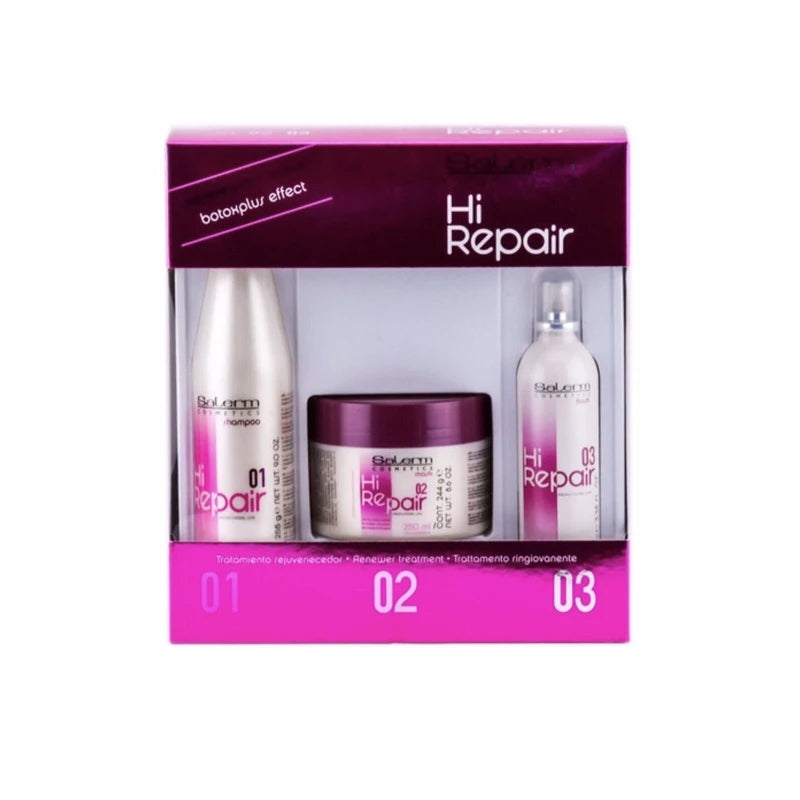 Salerm Hi-Repair 3 Piece Set (Shampoo 9oz, 😷 8.6oz, Finsh 3.38oz not in package