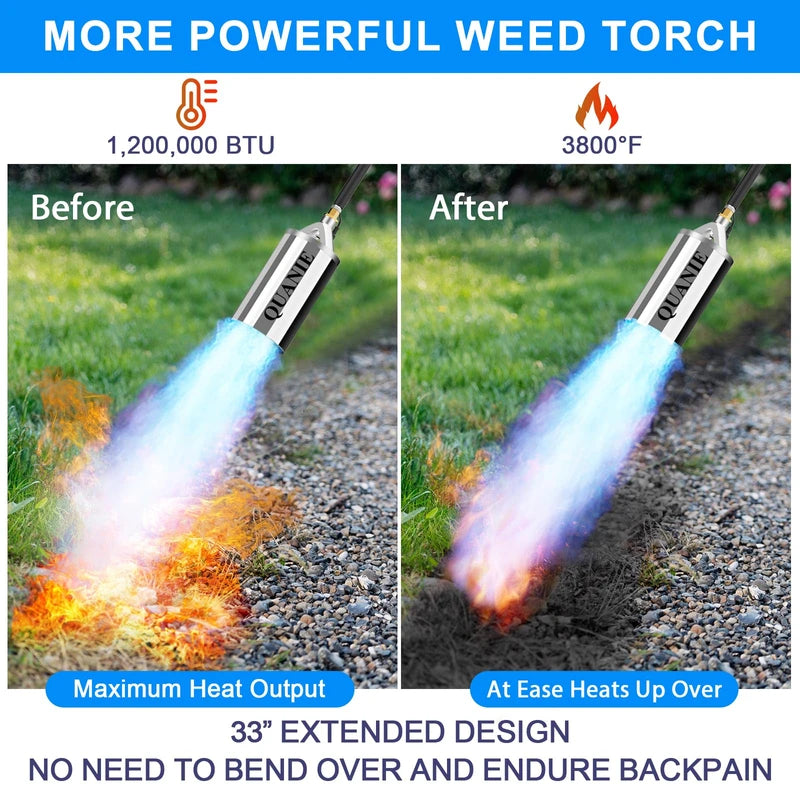 Propane Torch Weed Burner Kit,High Output 1,200,000 BTU with Self Igniter and Turbo Trigger,Heavy Duty Blow Torch with 10FT Hose,Flamethrower for Weeding,Roofing,Melting Snow,Road Paint Removing