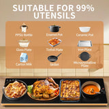 Electric Warming Tray（Extra Long 40”x12”），Food Warmer with Thermostat and Full Surface Heating，Food Warming Mat with 2 Temperature Modes for Parties Buffet，Gatherings，Gold Edge Warming Mat for Food