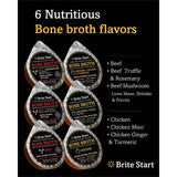 Brite Start Bone Broth - Chicken + Ginger & Turmeric - 4 Count - Keto Friendly Concentrate with 16g Collagen, 20g Paleo Protein - Made from Free Range Chicken Bones - Single Serve Packets