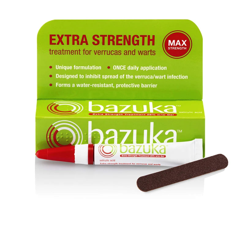 Bazuka Extra Strength Treatment Gel For Effective, Pain-Free Treatment and Removal of Verrucas and Warts. With Emery Board, 6g