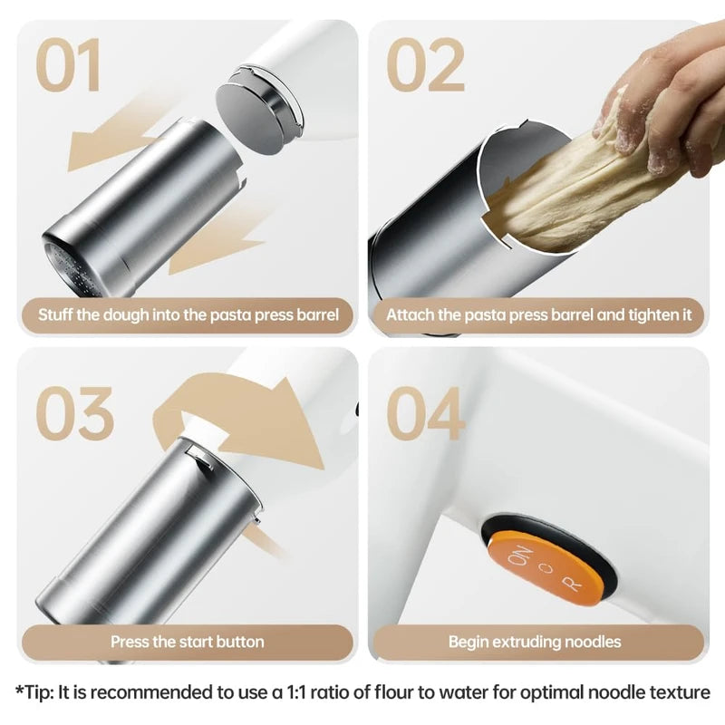 Handheld Electric Pasta Maker, 5-in-1 Cordless Pasta Machine, Portable Noodle Maker, Homemade Spaghetti Ramen