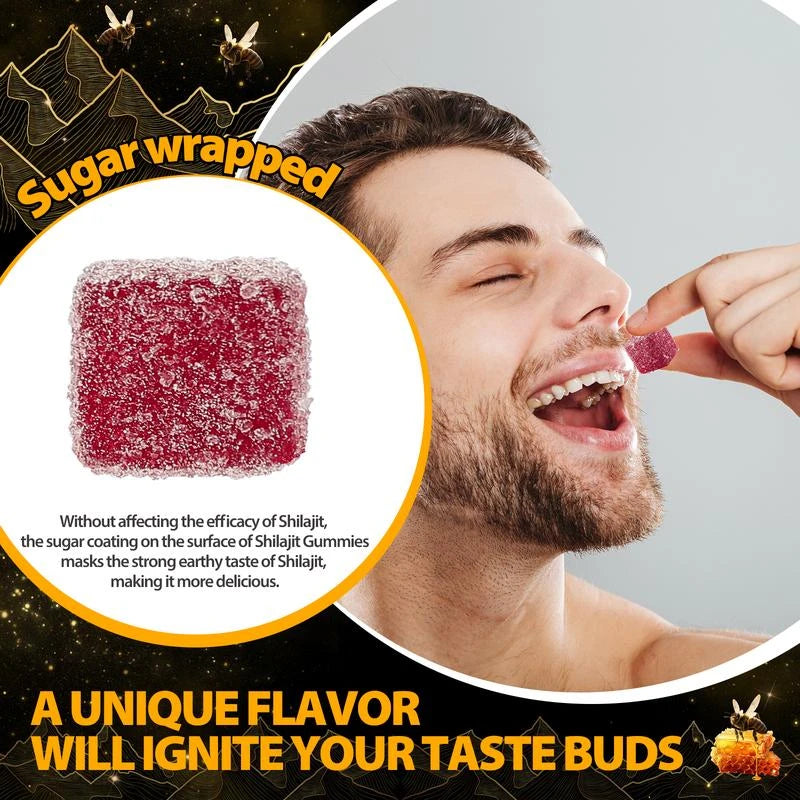 Organic SHILAJIT Gummies | Organic Pomegrenate Oil Flavor | Cane Sugar Free, Sweetened by Organic Manuka Honey | Clean Formula | Heart & Brain, Cellular Health 30 Healthy Gummies