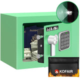 KOFAIR Safe with Fireproof Bag, Personal Mini Digital Money Lock Box (Green) - 0.23 Cubic Feet