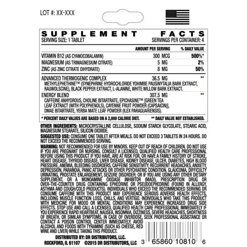 RAPID ACTION ENERGIZE 2-WAY ENERGY/DIET PILLS - 48 CT (12 PACKS OF 4=48 PILLS