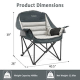 Youtanic Oversized Camping Chair, Portable Folding Camping Chairs with Side Pocket, Cup Holder and Carry Bag, Heavy Duty Outdoor Camping Chairs for Adults, Fishing, Sports, Trip, up to 400lbs, Style 8