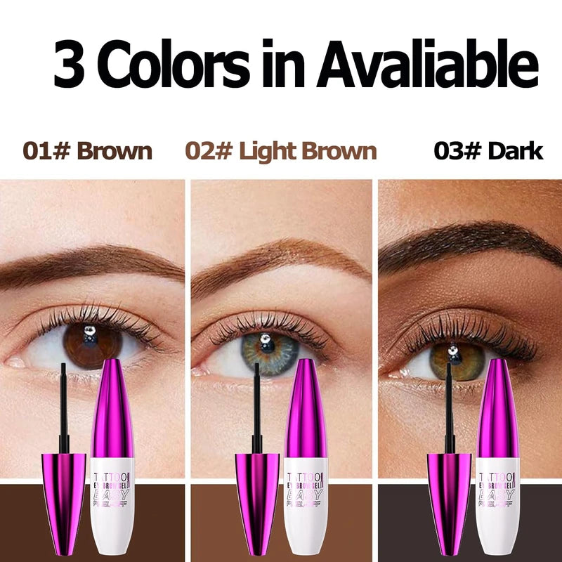 3Pcs Easy Peel Off Eyebrow Tint, Tattoo Brow Gel Tint, Long-lasting, Waterproof, Transfer-proof Eyebrow Tinting Kit for Fuller & Defined Looking Brows