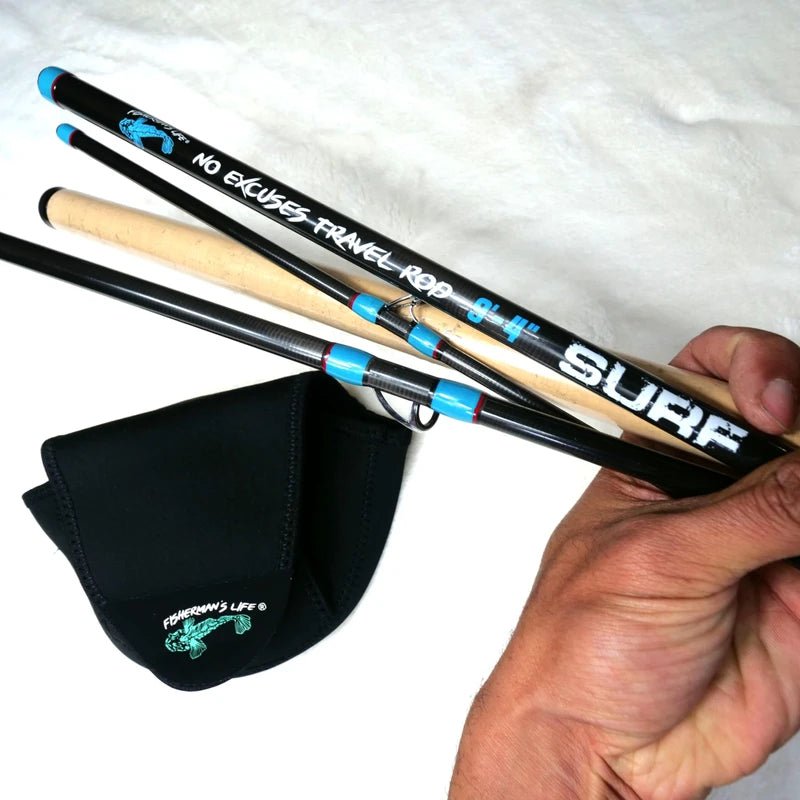 Fisherman's Life No Excuses Travel Rod with Protective case Travel Friendly Reel Protector Fish Anywhere Anytime (9 ft 4 inch)