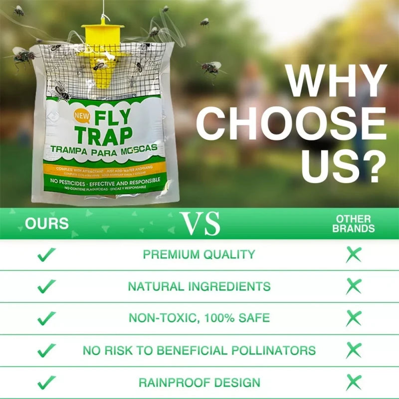Disposable 10 pack Outdoor Fly Traps - Disposable, Hanging Outdoor