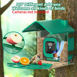 Squirrel Feeder for Outdoors,Squirrel House with Solar Panel- 4W Solar Panel for Blink Outdoor Camera 3rd/4rd,Chipmunk Feeder for Outside Graden Decor (Bird Feeder, Lake Blue)