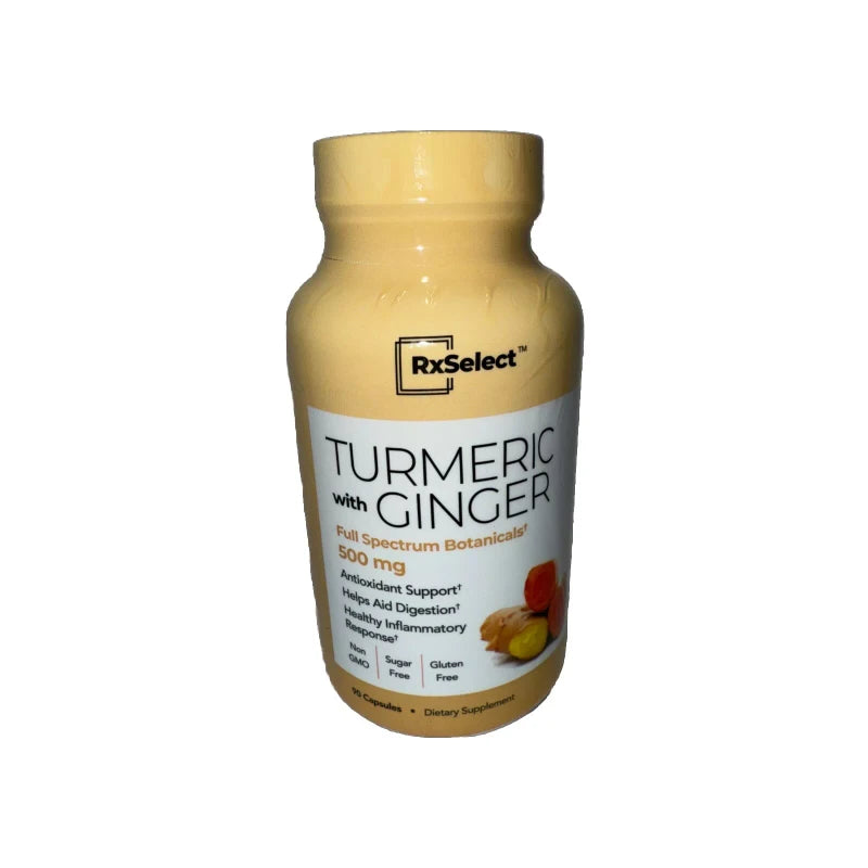Rx Select®   Turmeric With Ginger 500mg - 90 Caps. Full Spectrum Botanicals New!
