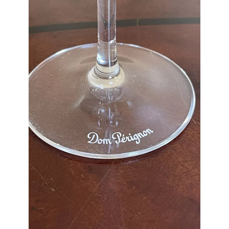 Dom Perignon Signed DOM PERIGNON Crystal Etched SHIELD LOGO 9 1/8" CHAMPAGNE FLUTES Set Of 2