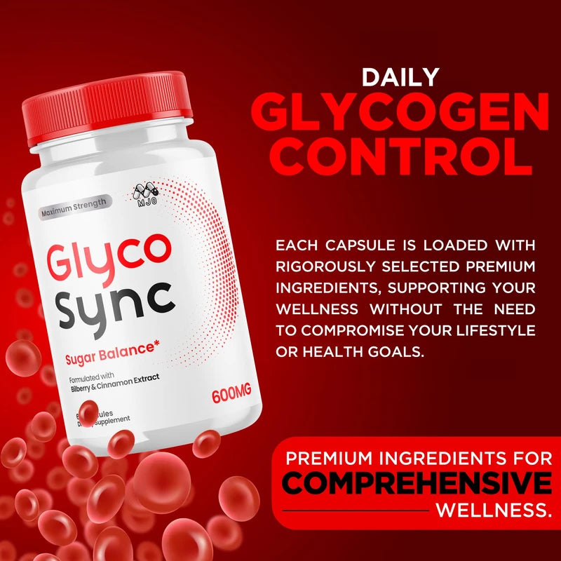 Glyco Sync Capsules - Glyco Sync Maximum Strength Sugar Support Pills, All Natural GlycoSync Once Daily Capsule for Health & Wellness Advanced Cinnamon Extract and Bilberry Formula (60 Capsules)