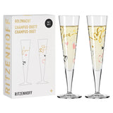 Ritzenhoff 6031004 Champagne Glass 200 ml - Goldnacht Duett F23 Series - 2 x Designer Piece with Real Gold - Made in Germany