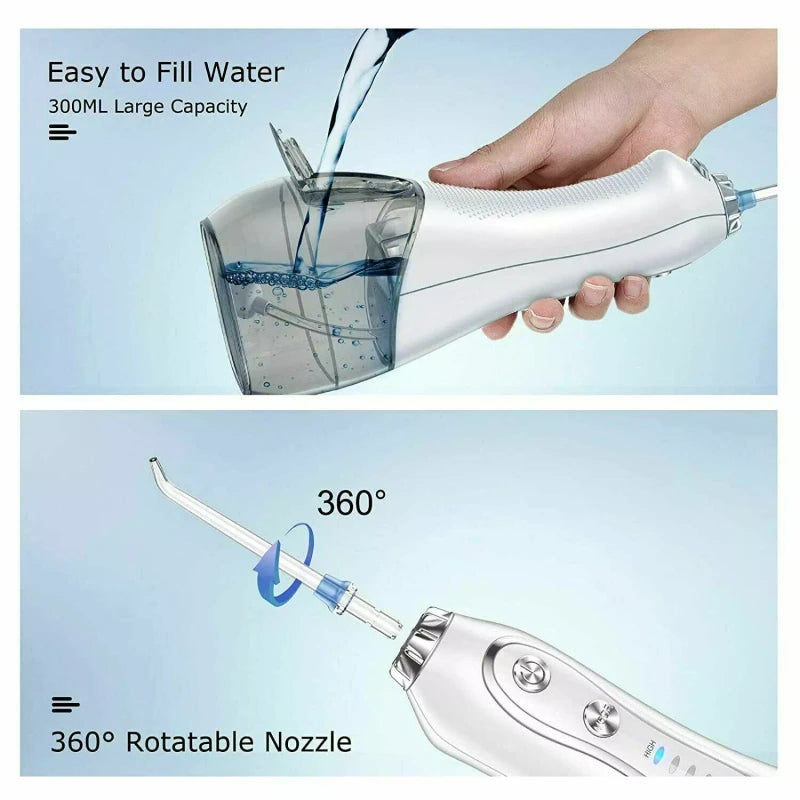Oral-B Oral B Cordless Water Flosser Dental Oral Irrigator Teeth Cleaner Floss 5 Tip - DIY Version White-5 Nozzles