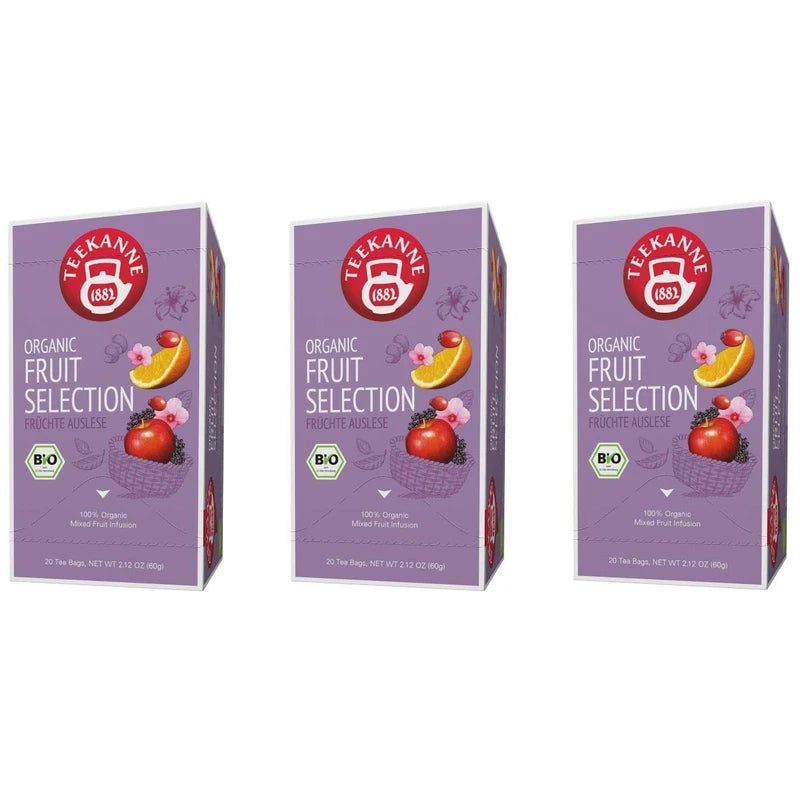 Tea Pot Organic Fruit Tea - Pack of 3 Fruit Selection (3 x 20 Bags, 180 g)