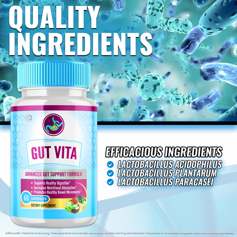 Gut Vita (5 Pack) Gut Vita, Gut Vita Digestion & Gut Health Probiotic (300 Capsules)