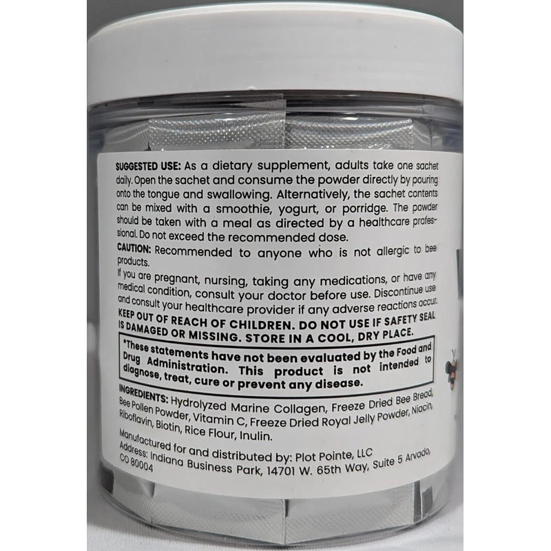 Bee Vitality Shot, Bee Pollen & Royal Jelly, 30 Sachets - EXP: 4/26