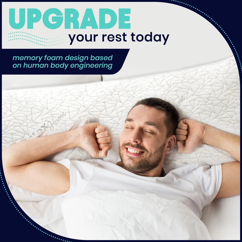 EnerPlex Body Pillow for Adults – Adjustable 54 x 20 Inch Shredded Memory Foam Pillow with Plush Viscose of Bamboo Cover