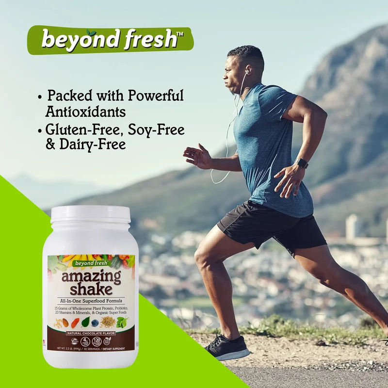 Beyond Fresh Amazing Shake, Superfood Formula, Plant Protein Based, Low Net Carbs, Wholefood Protein, Meal Replacement, Natural Chocolate Flavor, 999 Grams, White