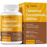 owegel Liposomal Tocotrienols 1000mg - High Bioavailability Vitamin E Tocotrienols Supplements,95% Delta & 5% Gamma Tocotrienol Capsules Support Cardiovascular,Skin,Bone,Antioxidant,60 Softgels