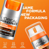 L'Oréal Paris Moisturiser For Men, For Dry and Tired Skin, With Guarana and Vitamin C, Long-Lasting Hydration, Men Expert Hydra Energetic, 50ml