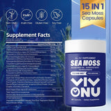 VIVONU Seamoss Ashwagandha - 60 Count - Seamoss 7000mg,Ashwagandha 2000mg, Black Seed Oil 4000mg, Turmeric 2000mg, Burdock Root 2000mg, All in 1 Supplements