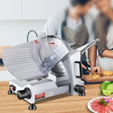 VEVOR Commercial Meat Slicer, 240W Electric Deli Food Slicer, 10" Carbon Steel Blade Electric Food Slicer, 350-400RPM Meat Slicer, 0 - 0.47 inch Thickness Adjustable for Commercial and Home Use - Blade Diameter: 7.5 inch - 180W