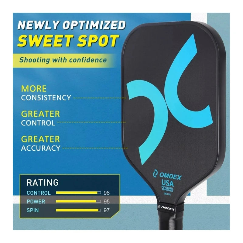 OMDEX V6 Pickleball Paddle T700 Raw Carbon Fiber Pickleball Paddle 16MM USAPA