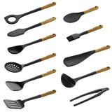 STAUB Silicone Kitchen Tools, Wood Handled Cooking Utensil Sets - Color: Matte Black, Size: 3-pc