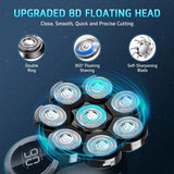 Lovcoyo Bald Razor Men, 8D Upgraded 6-in-1 Bald Razor Men, Waterproof Wet/Dry Razor Men's Electric, Wireless Rechargeable Head Razor Men (Blue)