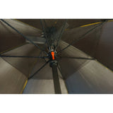 MISTERBREEZE Gray Umbrella with Fan and Mister. A portable misting fan that blocks 99.9% of all UVA and UVB rays. Personal outdoor sun protection at festivals, beach, golf or other sports activities.