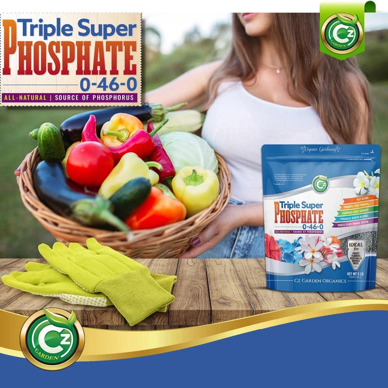 Triple Super Phosphate 0-46-0 Fertilizer Made in USA - Bloom Booster - TSP Pure Phosphorus Plant Food for Plants & Flower Gardens - Fruit, Vegetables