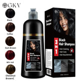 GKV 3 in 1 Hair Color Shampoo - Various Colors to Choose from, Herbal Ingredients Natural Shampoo, Botanical Hair Care, Black Hair Dye - Color: Chestnut Brown