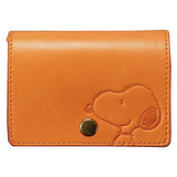 Snoopy Italian Leather Genuine Leather Mini Wallet with Card Pocket and Bill Compartment, gold