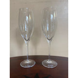 Dom Perignon Signed DOM PERIGNON Crystal Etched SHIELD LOGO 9 1/8" CHAMPAGNE FLUTES Set Of 2