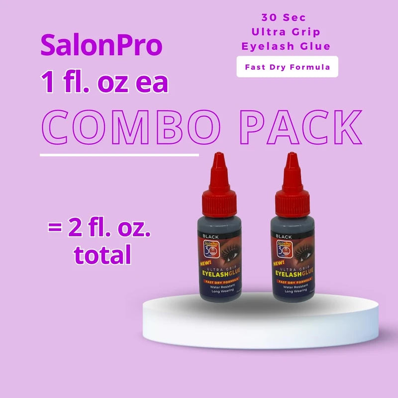 Eyelash Glue (2 Pack) 30 Second Lash Glue for Strip Lashes Soft Bond Daily Hold Low Irritation Low Fumes False Eyelash Extension Glue Rubbery Texture (2, Black, 1 fl. oz. ea.)