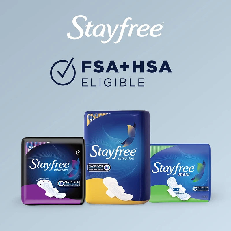 Stayfree Ultra Thin Regular Pads with Wings For Women, Reliable Protection and Absorbency of Feminine Moisture, Leaks and Periods, 36 count