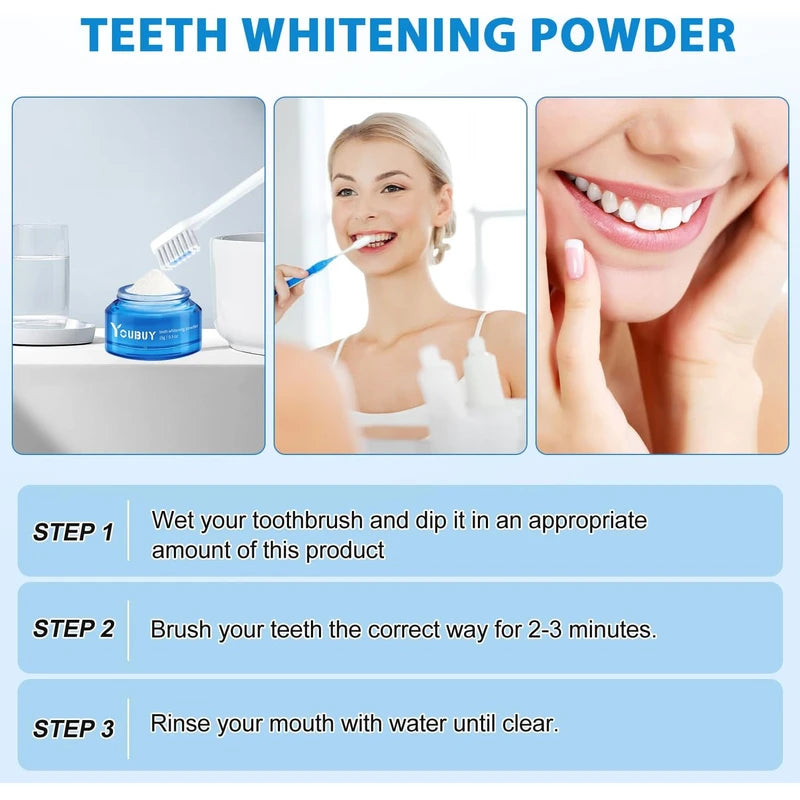 2Pcs You Buy Tooth Whitening Powder,YouBuy Teeth Whitening Powder,You Buy Teeth Whitening Powder Toothpaste,Teeth Whitening and Stain Removal, Effective in Strengthening Teeth and Gums(15g/0.5oz)