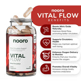 nooro Vital Flow Advanced Blood Circulation Supplement with Nitric Oxide Boost, Vitamin D3, Magnesium, Probiotic Blend, Veins Support Non-GMO and Gluten Free 120 Capsules