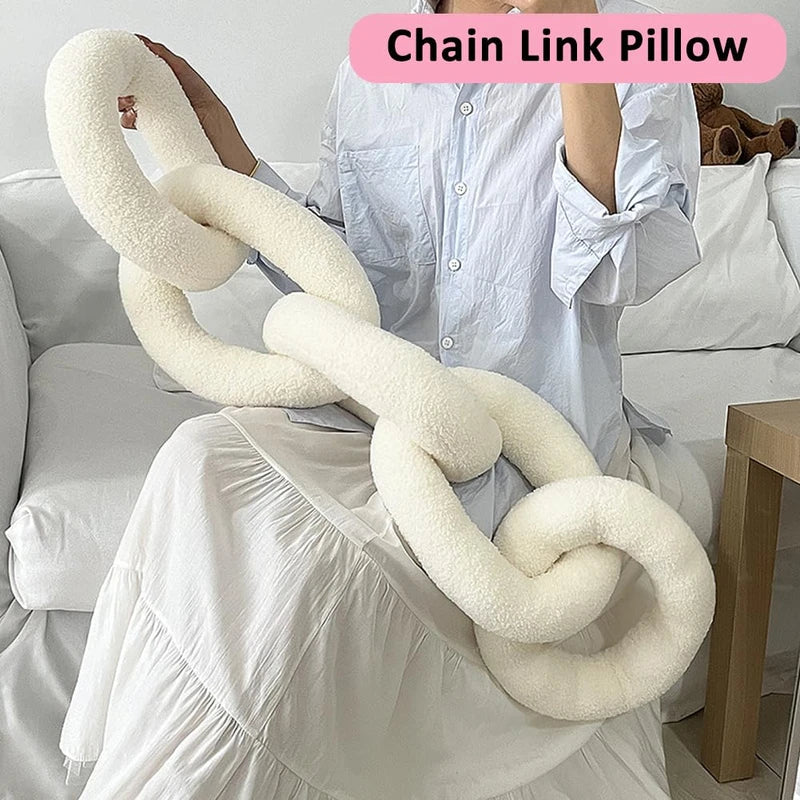 VISTABLUE Chain Link Pillow, Unique Throw Pillows, Love Pillows Aesthetic Cushion Decorative Soft Fun Funky Pillows for Bed Couch Chair Decoration (White), LTBZ01