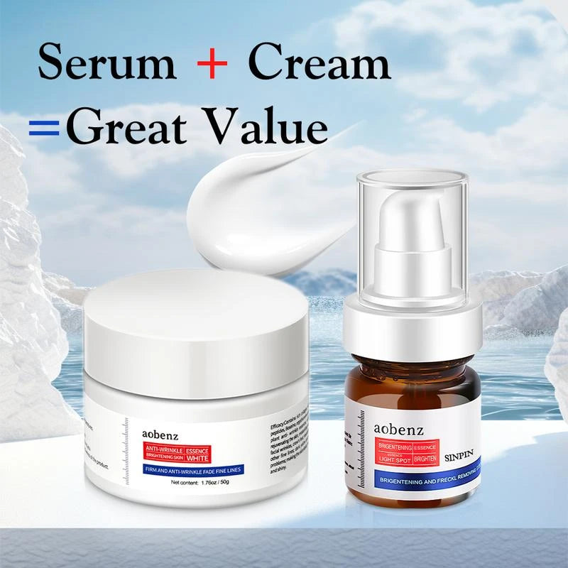 aobenz Nicotinamide Skin Care Facial Serum /aobenz Anti-aging Cream/Skin care combination, aobenz young password - Specification: 2PCS 【Serum + cream】