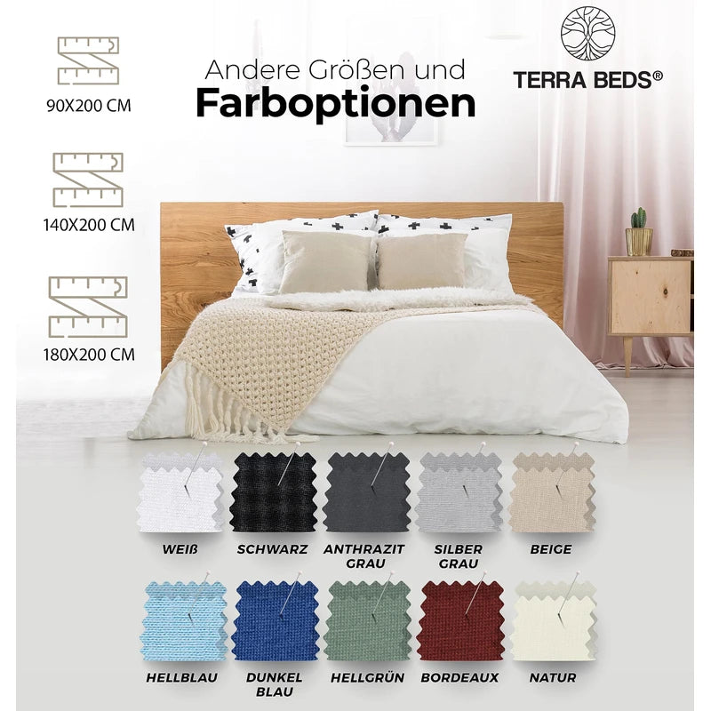 Terra Beds Premium Fitted Sheet, Flat Sheet 180 x 200 cm, 200 x 200 cm 160 g/m², 100% High-Quality Oeko-Tex Cotton Jersey Bed Sheet, Available in 5 Colours