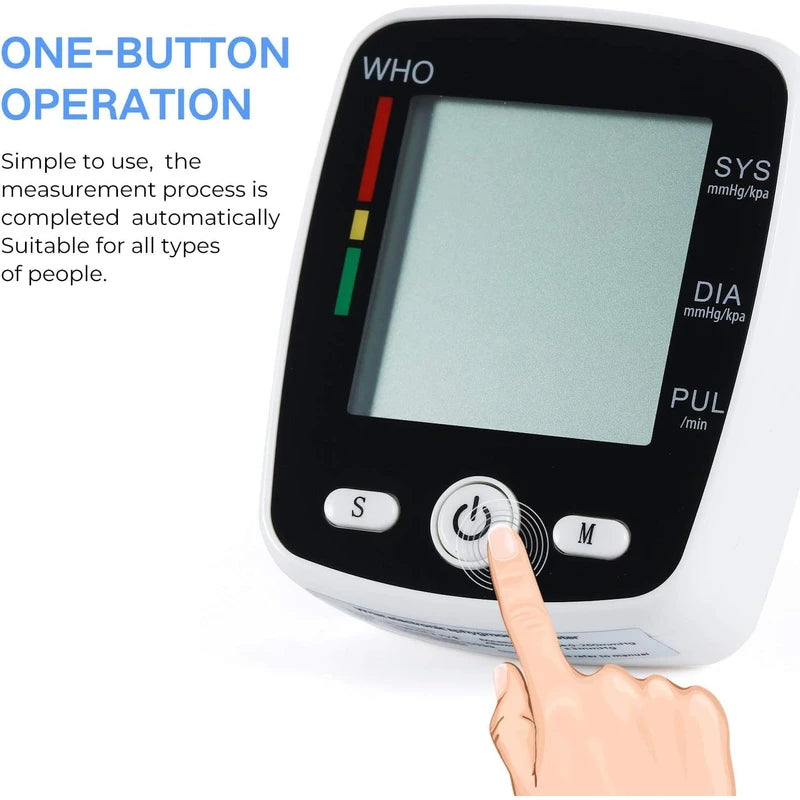 Blood Pressure Monitor Automatic Wrist Cuff Machine Carrying Case for Home Use 90 Readings Memory 2 User & Large Display, Black CK-W355 | NOUYAN