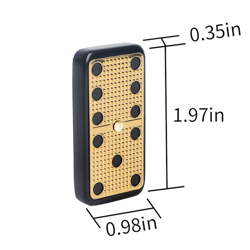 Bucher&Rossini Metal Surface Dominoes Set Double 6 for Adults and Kids - Claasic 28Pieces Gold Metal Surface Domino's Game Set Idea Gift Present for domino Players or Family Game Night