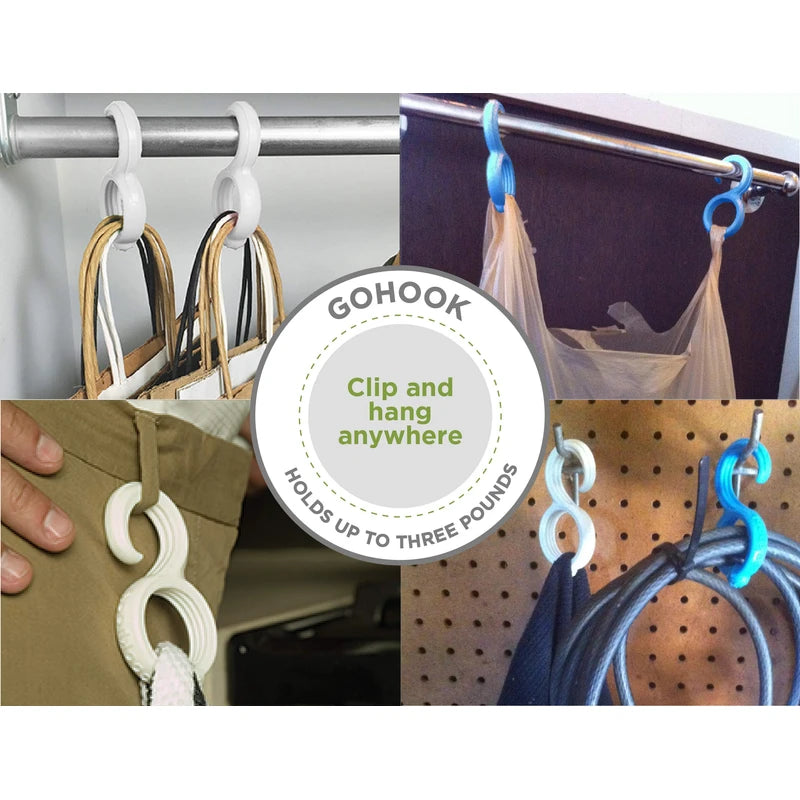 Fusionbrands GoHook All Purpose Household Hook, Portable Hook For Towels, Towel Holder, and Numerous Small Items in Kitchen, Bathrooms, Closets and on the go, S hook, Black