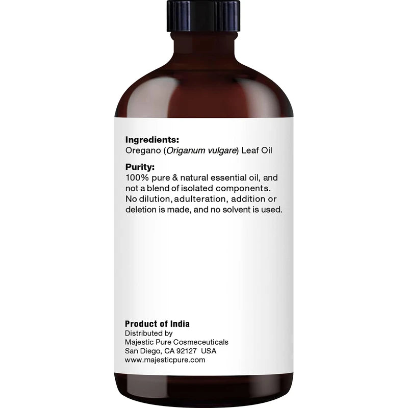 Majestic Pure MAJESTIC PURE Oregano Essential Oil | 100% Pure and Natural Oregano Oil | Premium Grade Essential Oils for Hair Care, Home Diffusers, Skin, Aromatherapy, Massage and Humidifiers | 118 ml